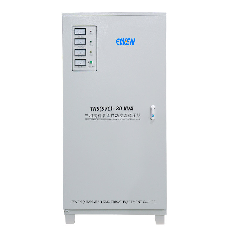 80KVA Estabilizador de tensión industrial de tres fases Regulador automático de tensión 380VAC 400VAC con servomotor